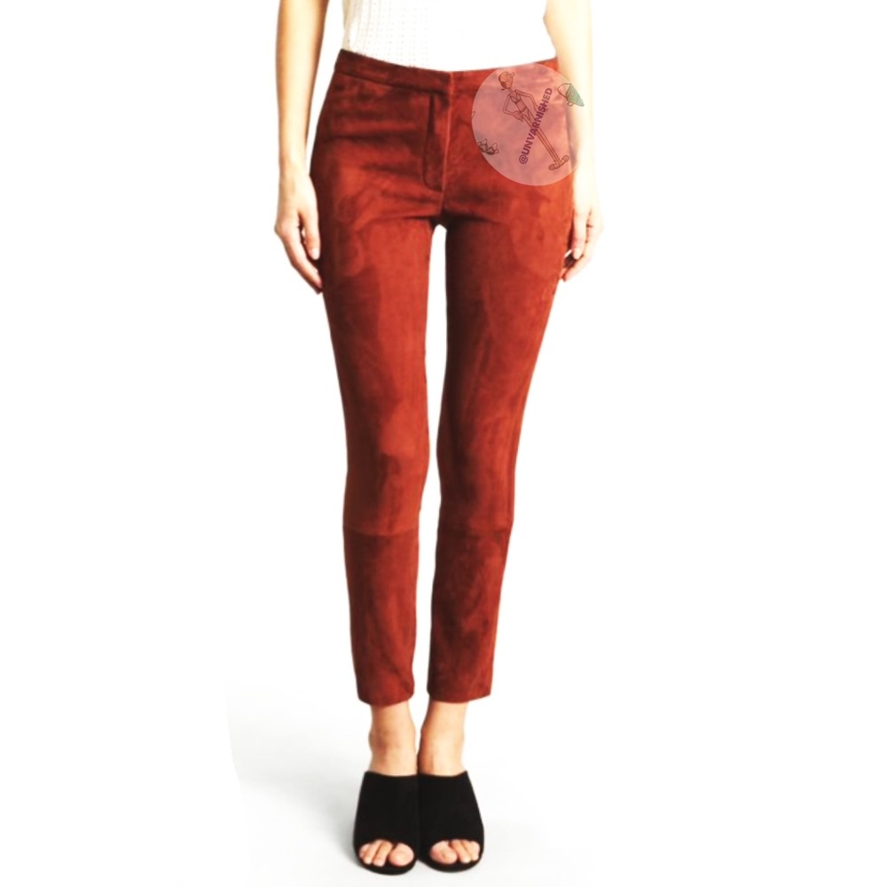 Theory Rustic Brown Suede Cropped Pants